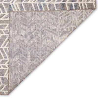 Cove Ivory and Grey Square Synthetic Indoor/Outdoor Rug