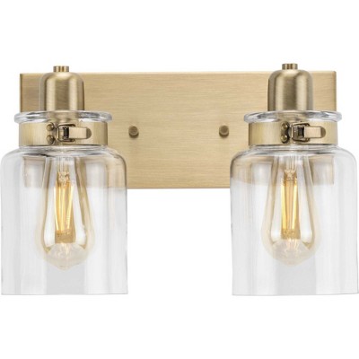 Calhoun Vintage Brass 2-Light Bath Vanity with Clear Glass