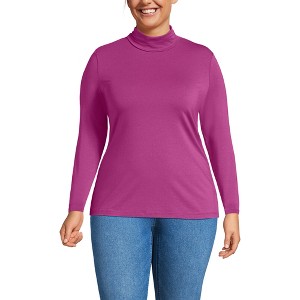 Lands' End Women's Lightweight Jersey Skimming Long Sleeve Turtleneck - 1 of 3