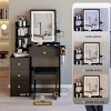 29.2" Black Small Makeup Vanity Desk with Sliding LED Mirror,Cushioned Stool and Storage Drawers–The Pop Home - 2 of 4