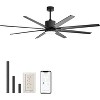 Smart Ceiling Fan with Lights and Remote APP Control Alexa Indoor Outdoor Low Profile Black Ceiling Fan with 3 Downrod for Living Room Farmhouse Patio - 2 of 4