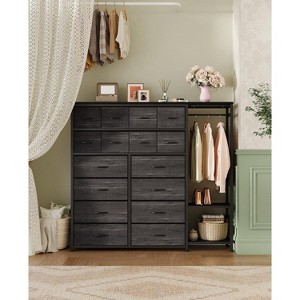 Dresser with 16 Drawers & Hanging Rod & Shelves, Fabric Storage Organizer for Bedroom, Closet, or Entryway - 1 of 4