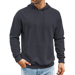 COOFANDY Men's Hooded Sweatshirts Long Sleeve Casual Pullover Hoodie Waffle Knit Sweatshirt with Pocket - 1 of 4