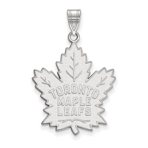 Black Bow Jewelry Sterling Silver Toronto Maple Leafs NHL Extra Large Pendant - 1 of 3