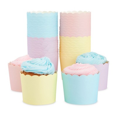 Blue Panda 50 Pack Pastel Paper Cupcake Liners Wrappers, Rainbow Color Muffin Baking Cups