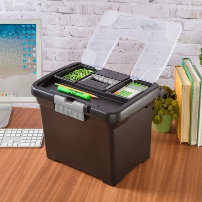 Sterilite Black Plastic Portable File Box with Clear Lid