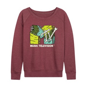 Women's - MTV - Logo Halloween Lightweight French Terry Wide Neck Long Sleeve Shirt - 1 of 4