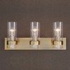 Uttermost Modern Cardiff 3 Light Vanity, 23"W x 10.125"D x 5.75"H, Antique Brass, Glass and Steel - 2 of 4