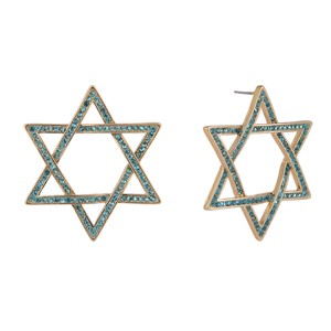 Hallmark Blue Stone Star of David Hoop Earrings - 1 of 4