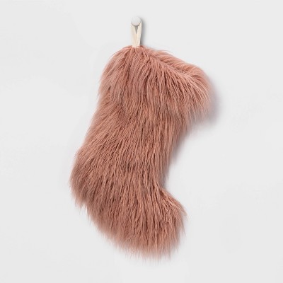 Tibetan Faux Fur Christmas Stocking Blush - Wondershop™