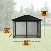 Sunjoy 11 x 13 Foot Hildreth Screened Gazebo Outdoor Canopy Tent Backyard Patio Shaded Shelter with Steel Roof Top and Stable Aluminum Posts, Black - 3 of 4
