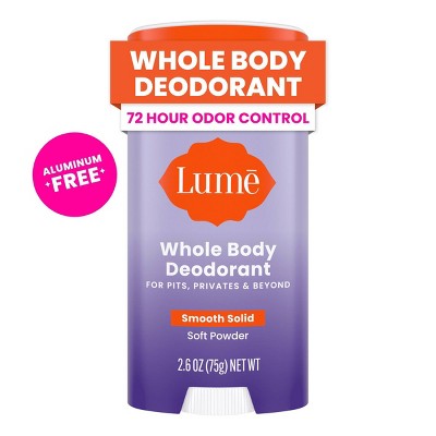 Lume Whole Body Women's Deodorant - Smooth Solid Stick - Aluminum Free - Soft Powder Scent - 2.6oz