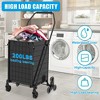 NAYSAYE Foldable Shopping Dolly Heavy Duty Utility Cart with Swivel Wheels for Groceries and Laundry, Antique Black, 20"*19.5"*39" - 2 of 4