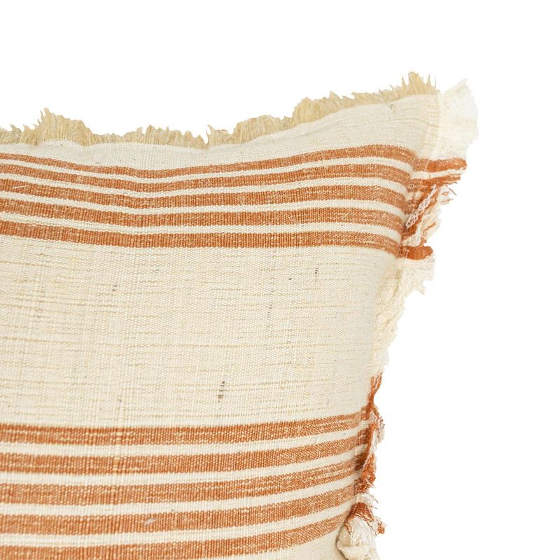 Hand Woven Terracotta Striped Throw Pillow Jute & Cotton With Polyester Fill by Foreside Home & Garden, 4 of 7