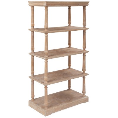 Maxwell Natural Wood 60" 4-Tier Bookshelf with Distressed Finish