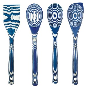 Willshire 4 Piece Pakkawood Cooking and Serving Utensil Set, Corner Spoon, Slotted Spoon, Spoon, Spatula, Blueberry - 1 of 1