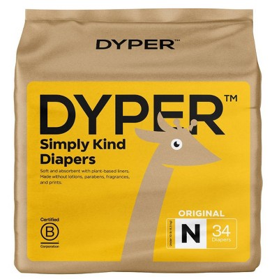 DYPER Viscose from Bamboo Disposable Diapers - Size N - 34ct