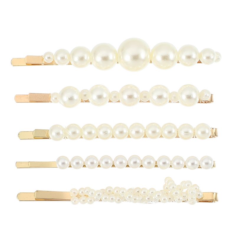 Unique Bargains Girl's Pearl Simple Cute Style Metal Hair Clip White 1 Set of 5 Pcs, 1 of 7