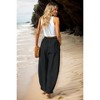 Womens Linen Pants for Summer Drastring Casual Lounge Pants Beach Trousers Summer Everyday Outfits Yoga Pants - 3 of 4