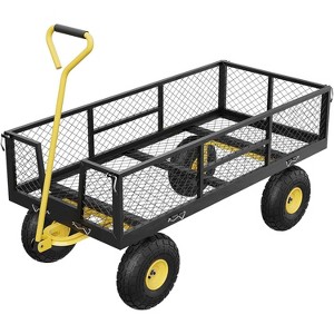 900 LBS Garden Cart with Removable Mesh Sides, Heavy Duty Steel Garden Wagon with Adjustable Handles & 10 in Pneumatic Tires for Lawn Camping Farm - 1 of 4