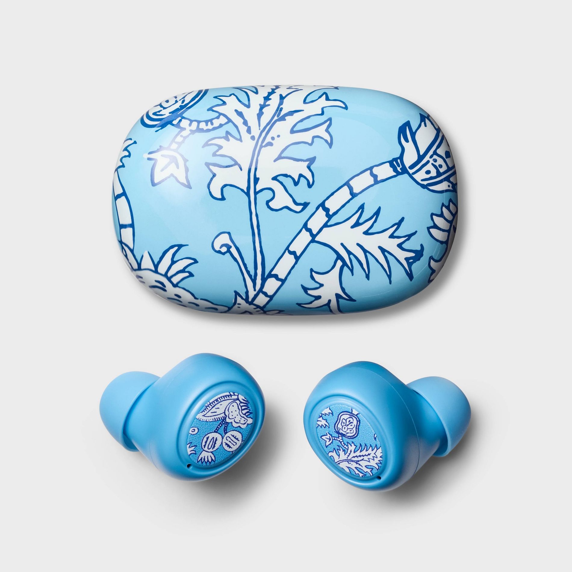 Floral Vines True Wireless Bluetooth Earbuds with Case Blue - Roller Rabbit x Target