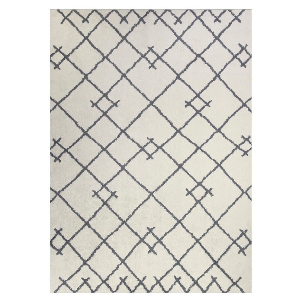 Photos - Area Rug 5'X7' Kenya Fleece Geometric Design Tufted  Cream - Project 62™