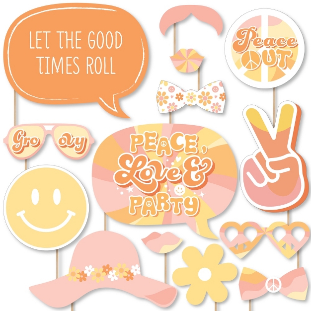 Big Dot of Happiness Stay Groovy - Boho Hippie Party Photo Booth Props Kit - 20 Count
