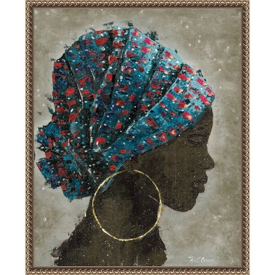 Profile of a Woman I Bronze Framed Canvas Wall Art
