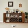 CIPACHO 58" Natural Wavy Sideboard - Wine/Glass Holder, Adjustable Shelves for Kitchen/Dining Room/Coffee Bar - 2 of 4
