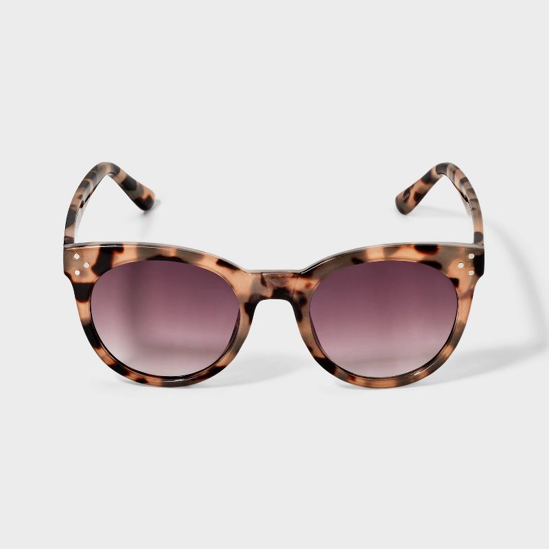 Women's Plastic Round Tortoise Shell Sunglasses - A New Day™ Beige