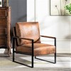 CAVINAS PU Leather/Microfiber/Velvet Upholstered Accent Chair with Metal Frame,Mid Century Arm Chair with Cushion for Bedroom,Reading Room - 2 of 4