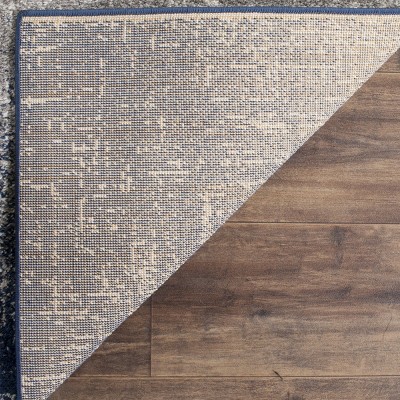 Fuchsia and Navy Abstract 3' x 5' Synthetic Area Rug