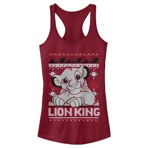 Juniors Womens Lion King Ugly Christmas Simba Racerback Tank Top - 1 of 3