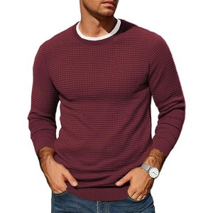 COOFANDY Mens Pullover Sweater Waffle Knit Crewneck Long Sleeve Dress Sweater - 1 of 4