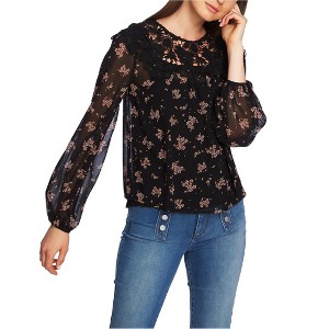 1.STATE Womens Crochet Trim Floral Pullover Blouse - 1 of 1