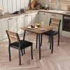 3 Piece Dining Table Set for 2, Farmhouse Kitchen Table and Upholstered Chair, Metal Frame Square Dining Room Furniture - 3 of 4