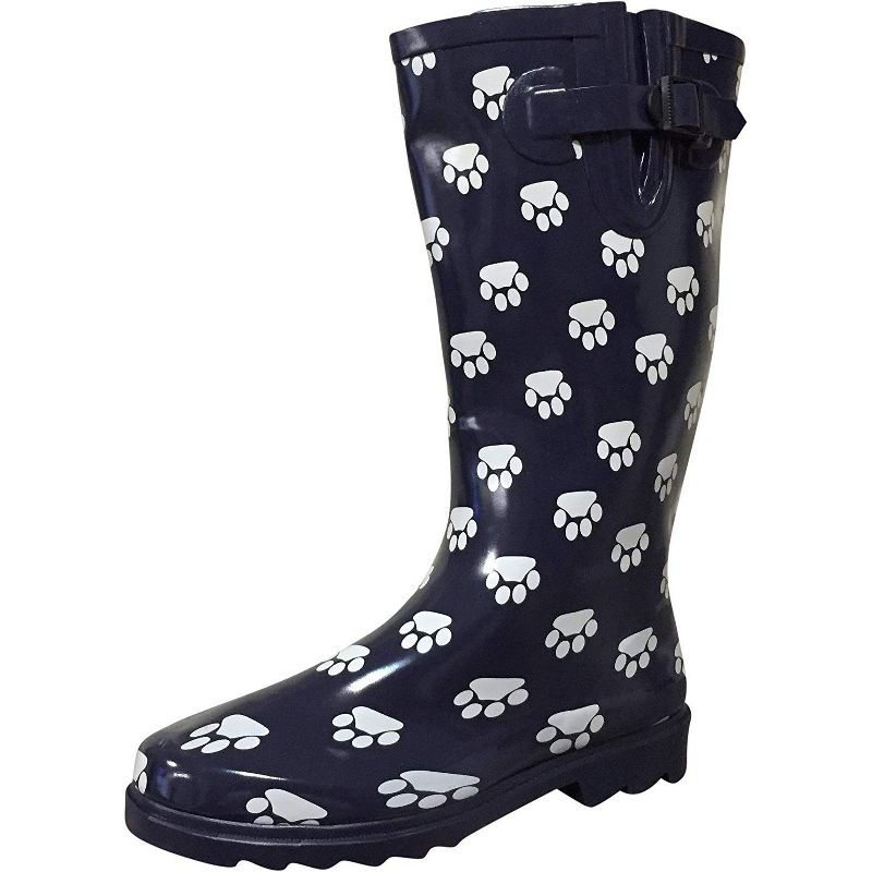 Women's Rain Boots Rubber Mid Calf Snow Rainboot, Paws-5