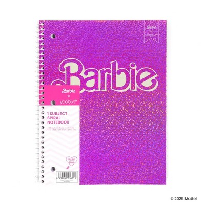 Yoobi Barbie 1 Subject Notebooks 8"x10.5" Wide Ruled Hot Pink Barbie Logo