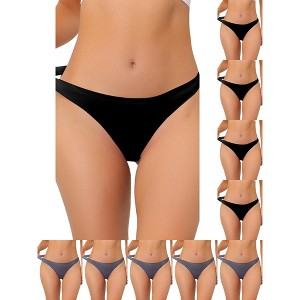 INSPIRE CHIC Women's Unlined Satin Invisible Bikini Comfortable No-Show Thongs 10 Packs - 1 of 4