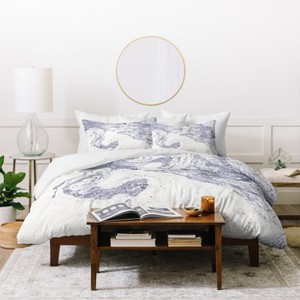 King Holli Zollinger Duvet Set French Blue - Deny Designs: 300 Thread Count, Microfiber, Reversible Bedding Set with Zipper Closure - 1 of 4