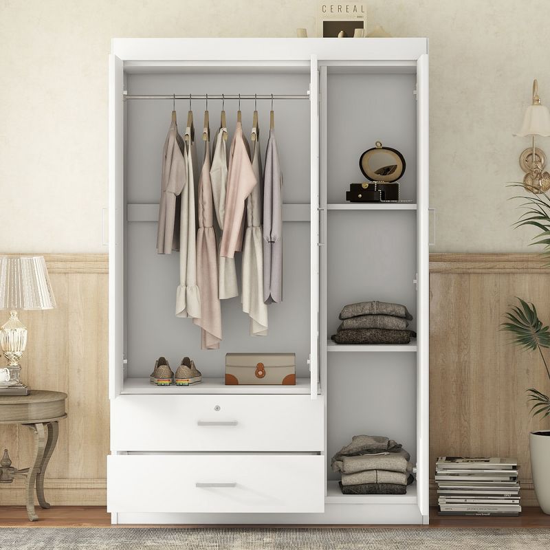 3-Door Wardrobe with Shelves and 2 Drawers, Clothing Armoire 4A - ModernLuxe, 3 of 9