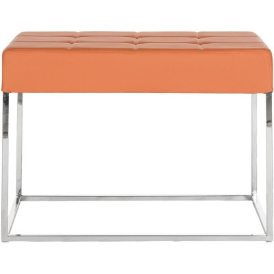 Roitfeld Ottoman - Orange/Chrome - Safavieh