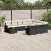 vidaXL 11 Piece Patio Sofa Set with Cushions Black Poly Rattan - Black and Cream - 2 of 4