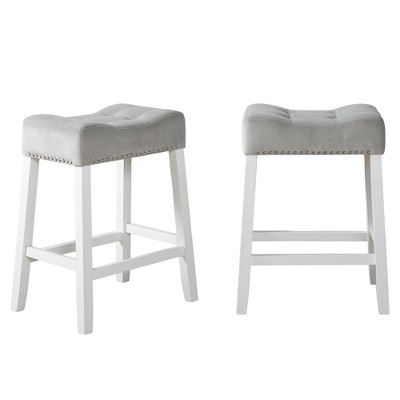 NicBex Dining Chairs Set of 2 Upholstered Chair Backless Saddle Seat Counter Stools, Fabric Accent for Kitchen, Bedroom
