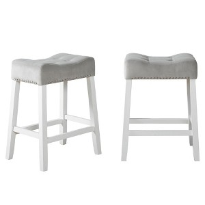NicBex Dining Chairs Set of 2 Upholstered Chair Backless Saddle Seat Counter Stools, Fabric Accent for Kitchen, Bedroom - 1 of 4