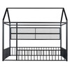 Twin/Full Size Metal Platform Bed House Bed Frame with Fence and Shelves, White/Black/Pink-ModernLuxe - 4 of 4