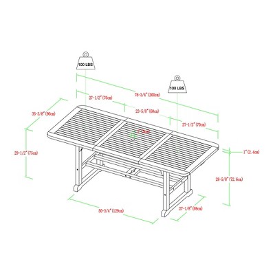 Grey Wash Acacia Wood Extendable Outdoor Dining Table
