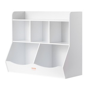 VEVOR Wood Kid Storage Cubby, Toy Storage Organizer with Bookshelf, 5-Cubby Wood Toy Storage Cabinet, Children Book Toy Shelf , White - 1 of 4