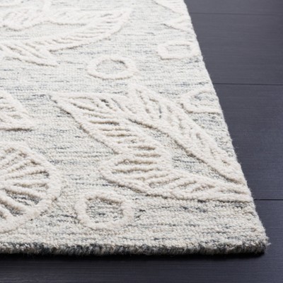 Ivory and Grey Floral Hand-Tufted Wool Area Rug
