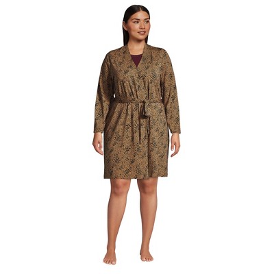 Lands' End Women's Cotton Blend Above The Knee Length Robe : Target
